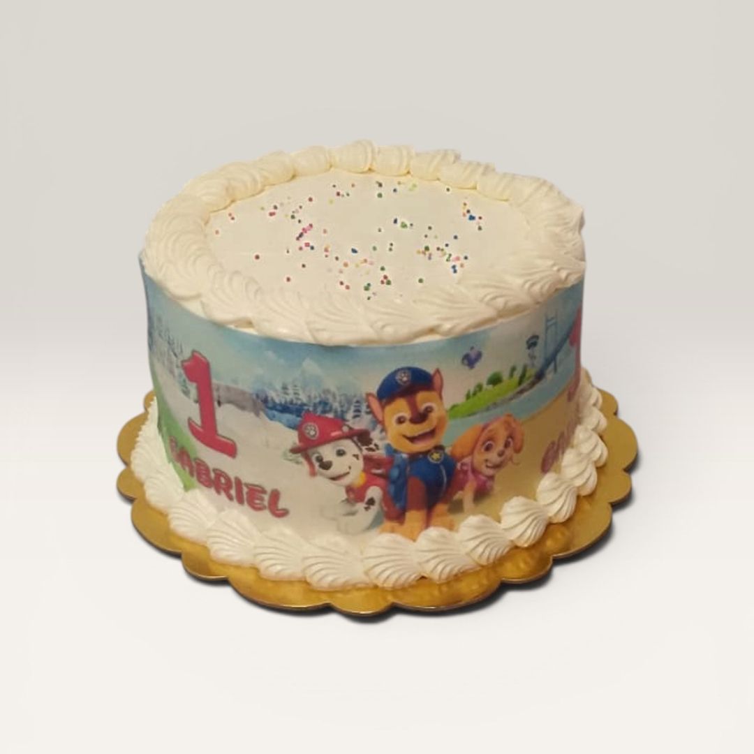 Torta Paw Patrol niño personalizada con imagen comestible para cumpleaños infantil en Bogotá