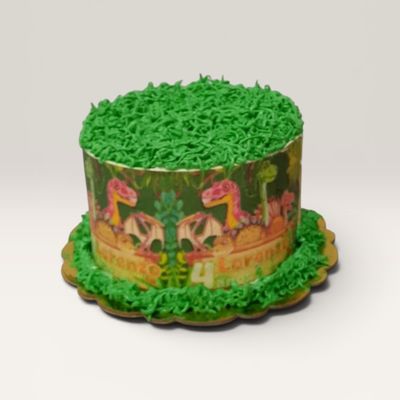 Torta Dinosaurios personalizada con imagen comestible para cumpleaños infantil en Bogotá