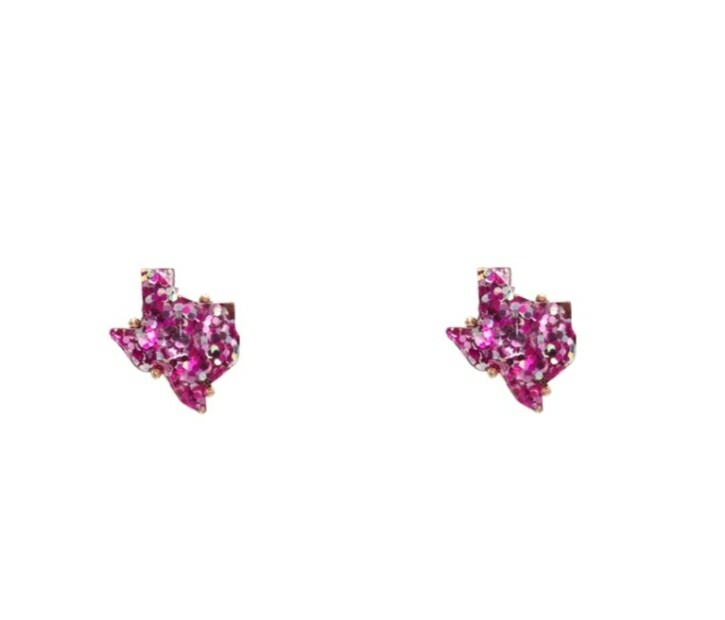 Pink Glitter Texas Earrings
