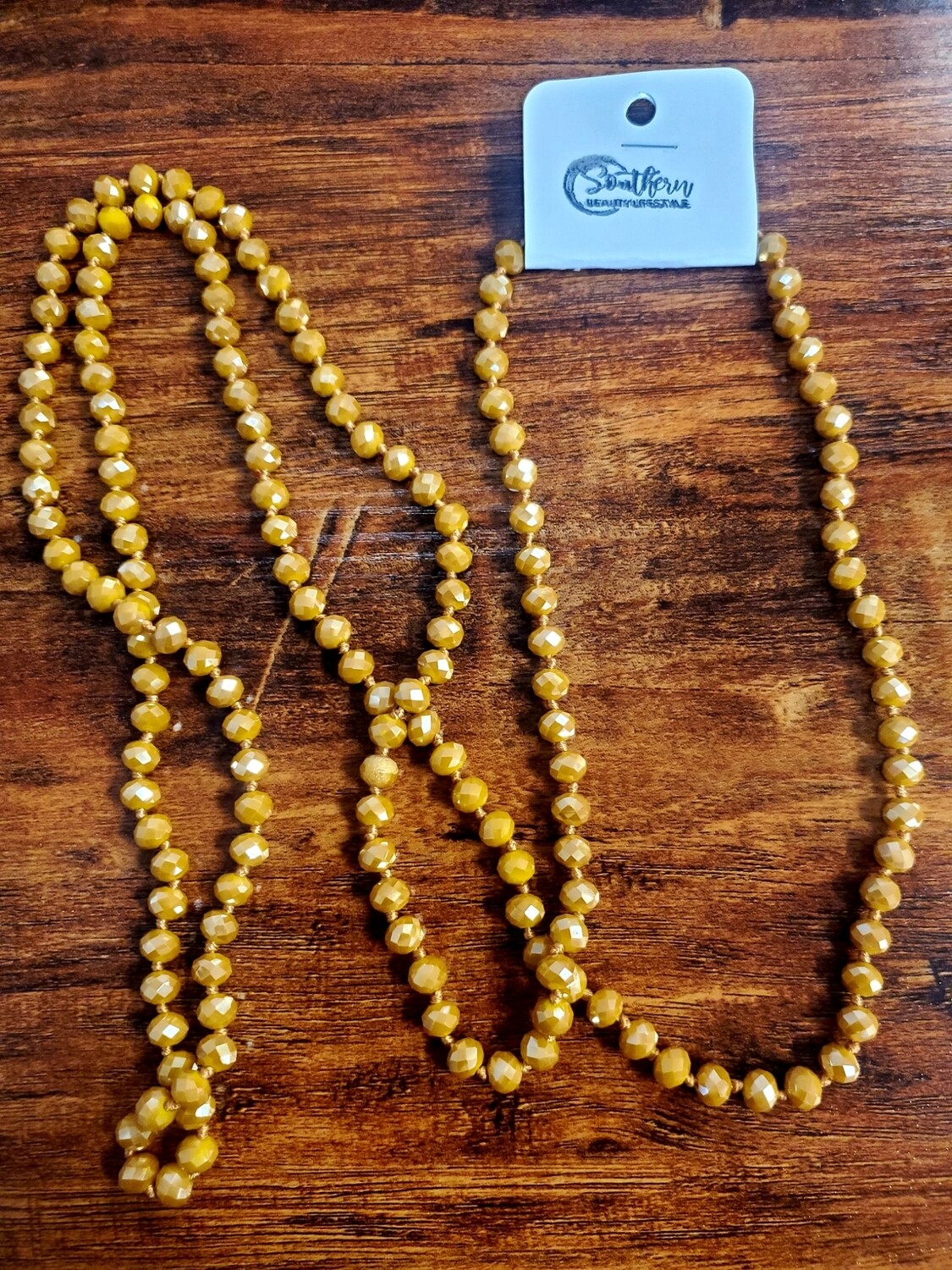 Mustard Yellow Long Bead Necklace