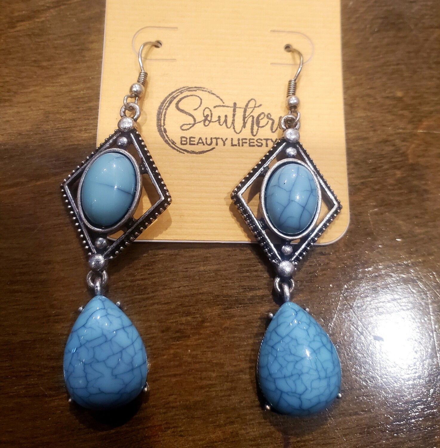 Two Tier Turquoise Gem Earrings