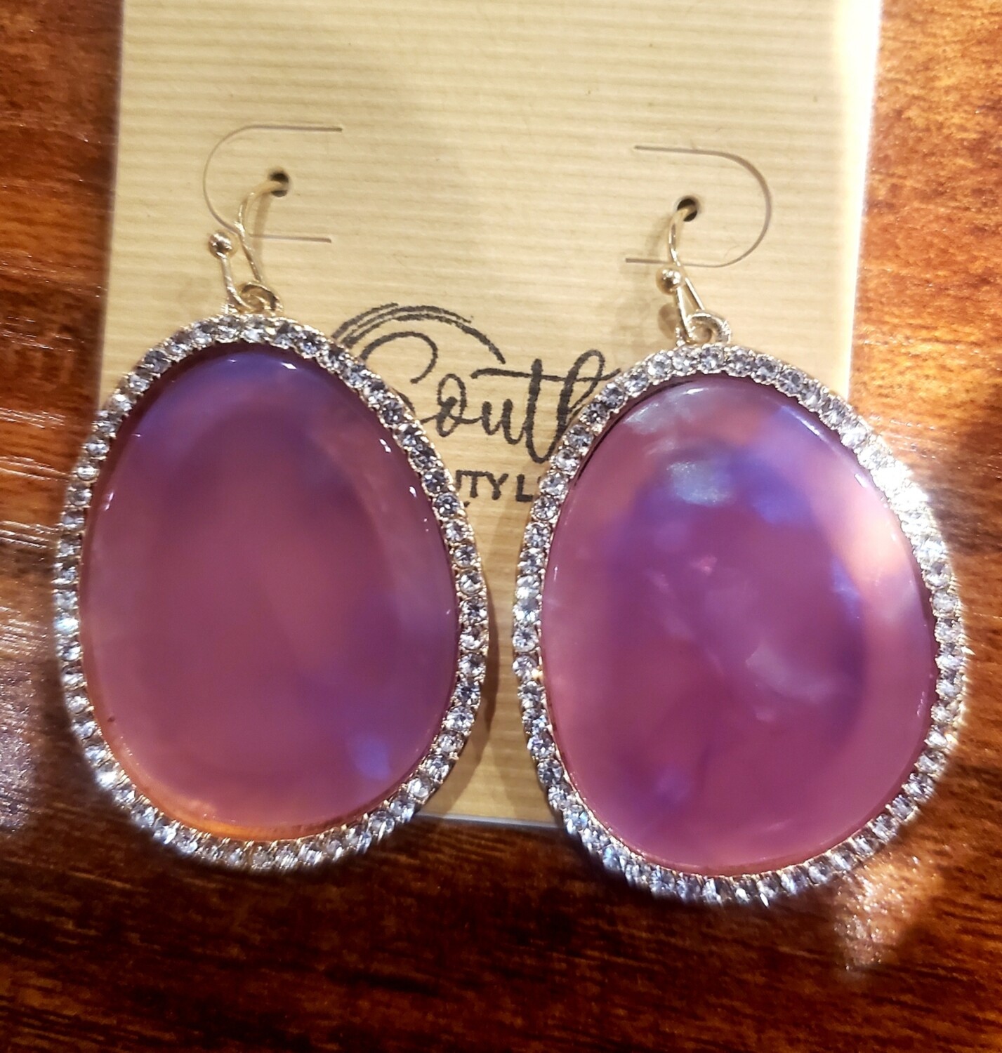 Purple Glass Round Earrings