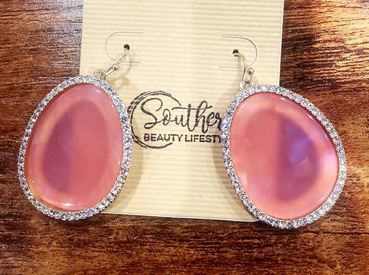 Pink Glass Round Earrings