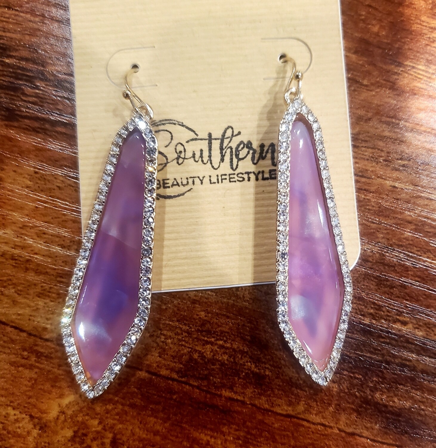 Purple Glass Teardrop Earrings