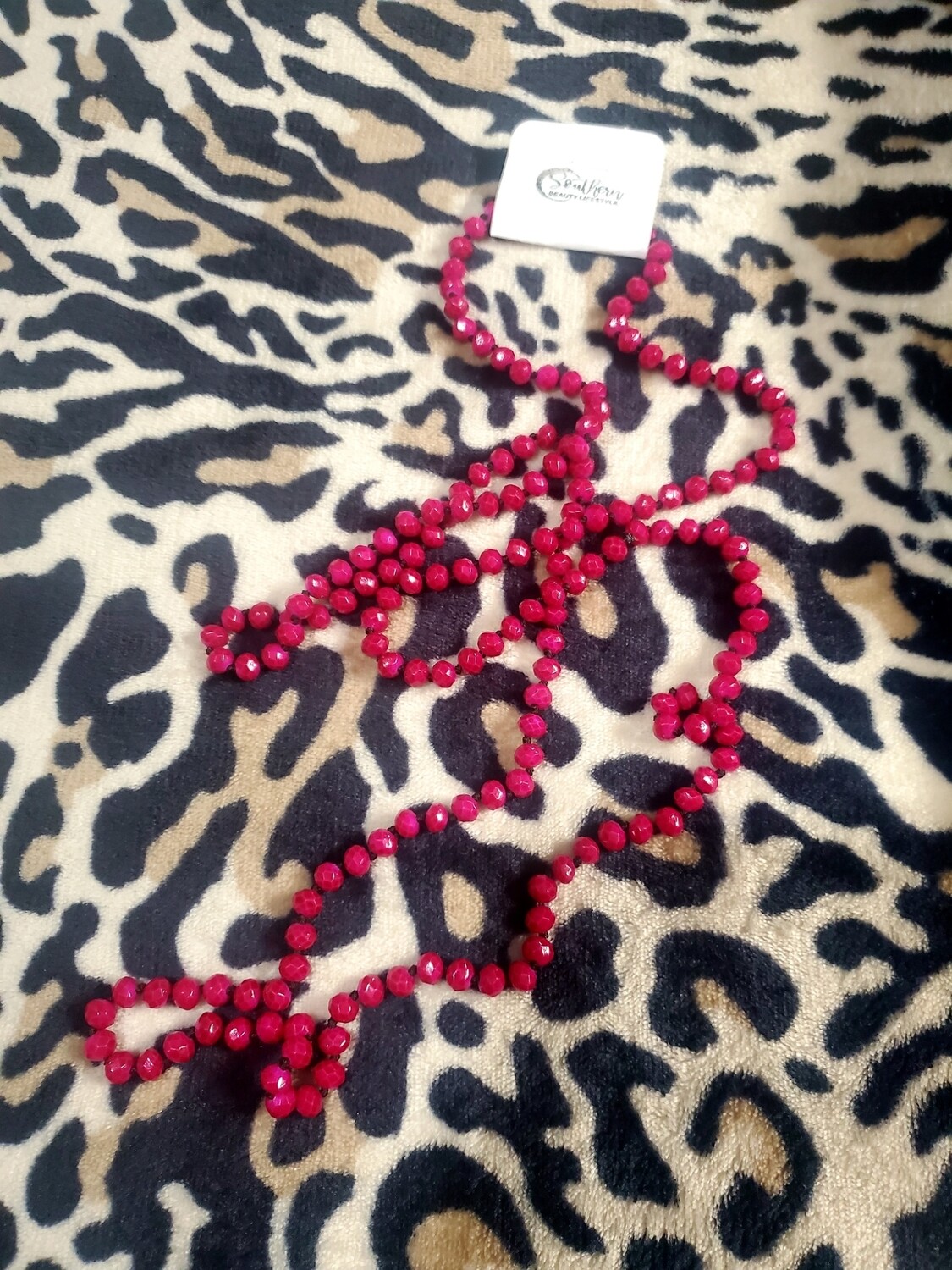 Fuscia Long Bead Necklace