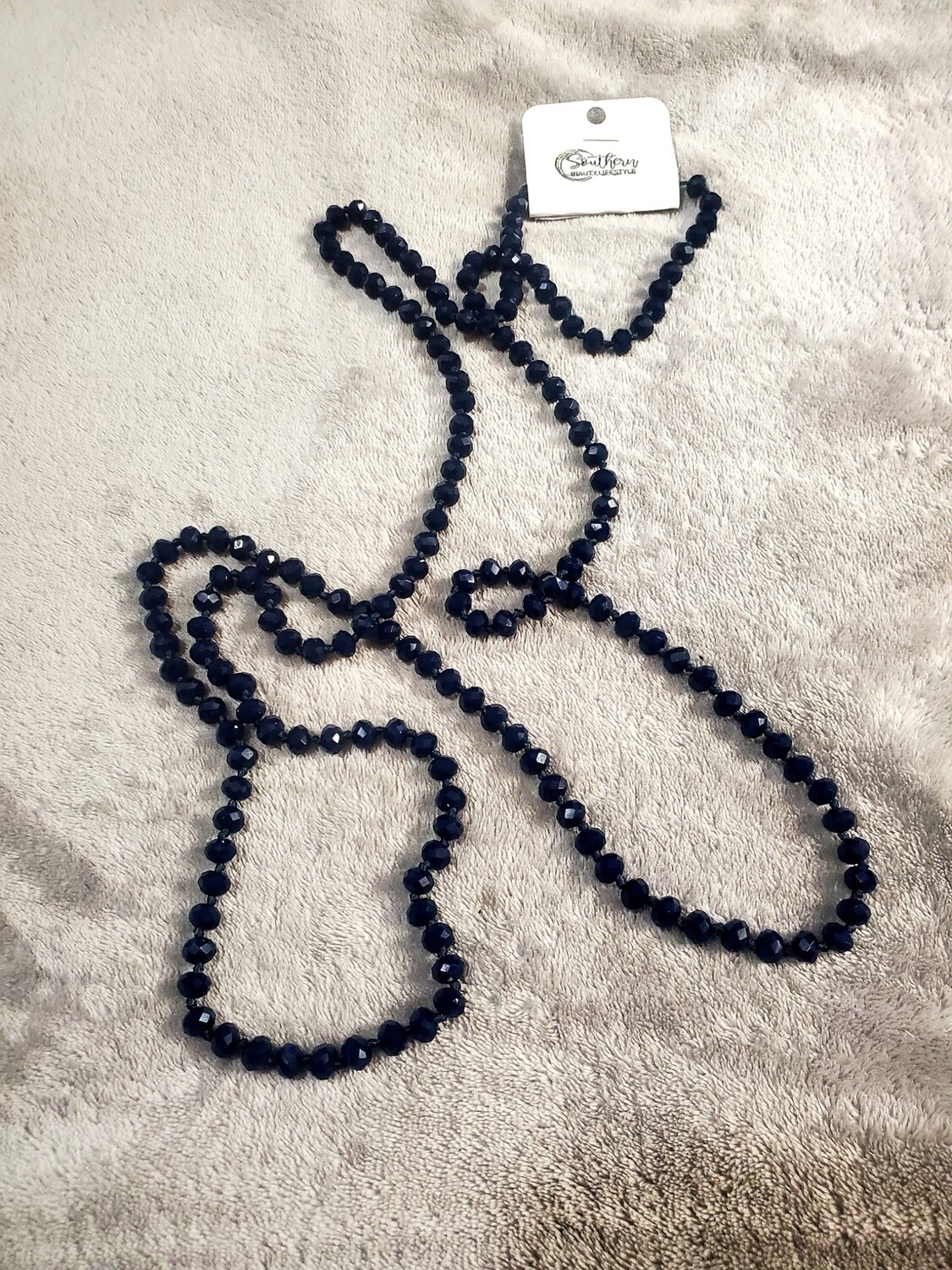 Navy Blue Beaded Necklace