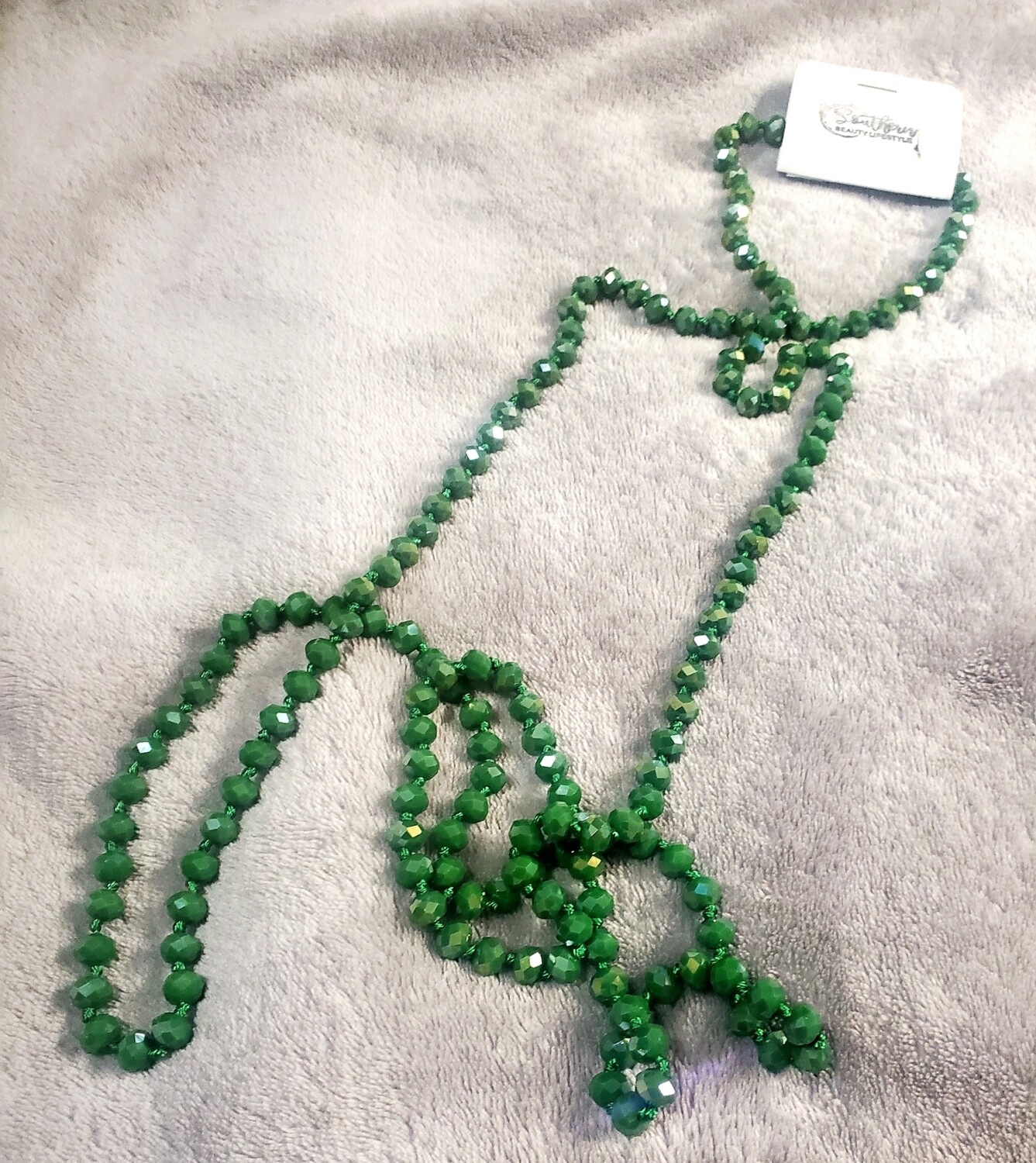 Emerald Green Long Bead Necklace