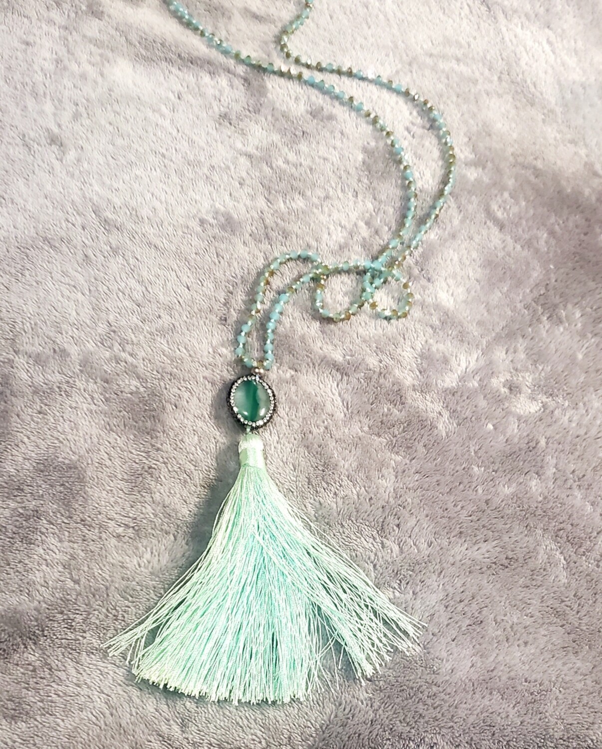 Light Green Tassel Necklace