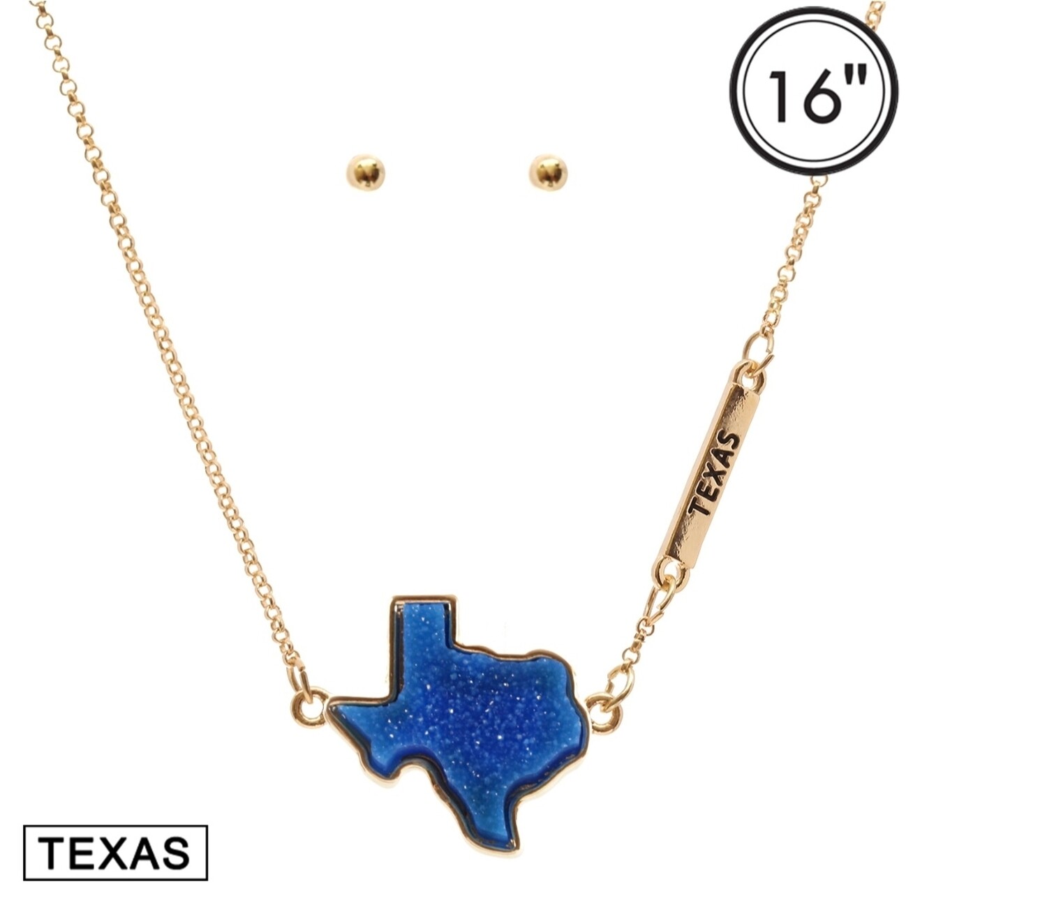 Navy Blue Texas Necklace With Studs