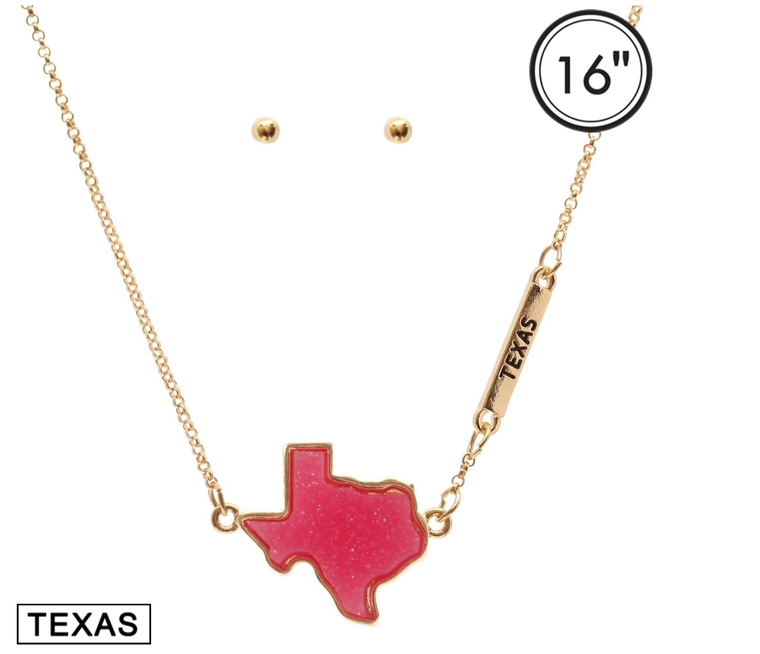Pink Texas Necklace With Studs