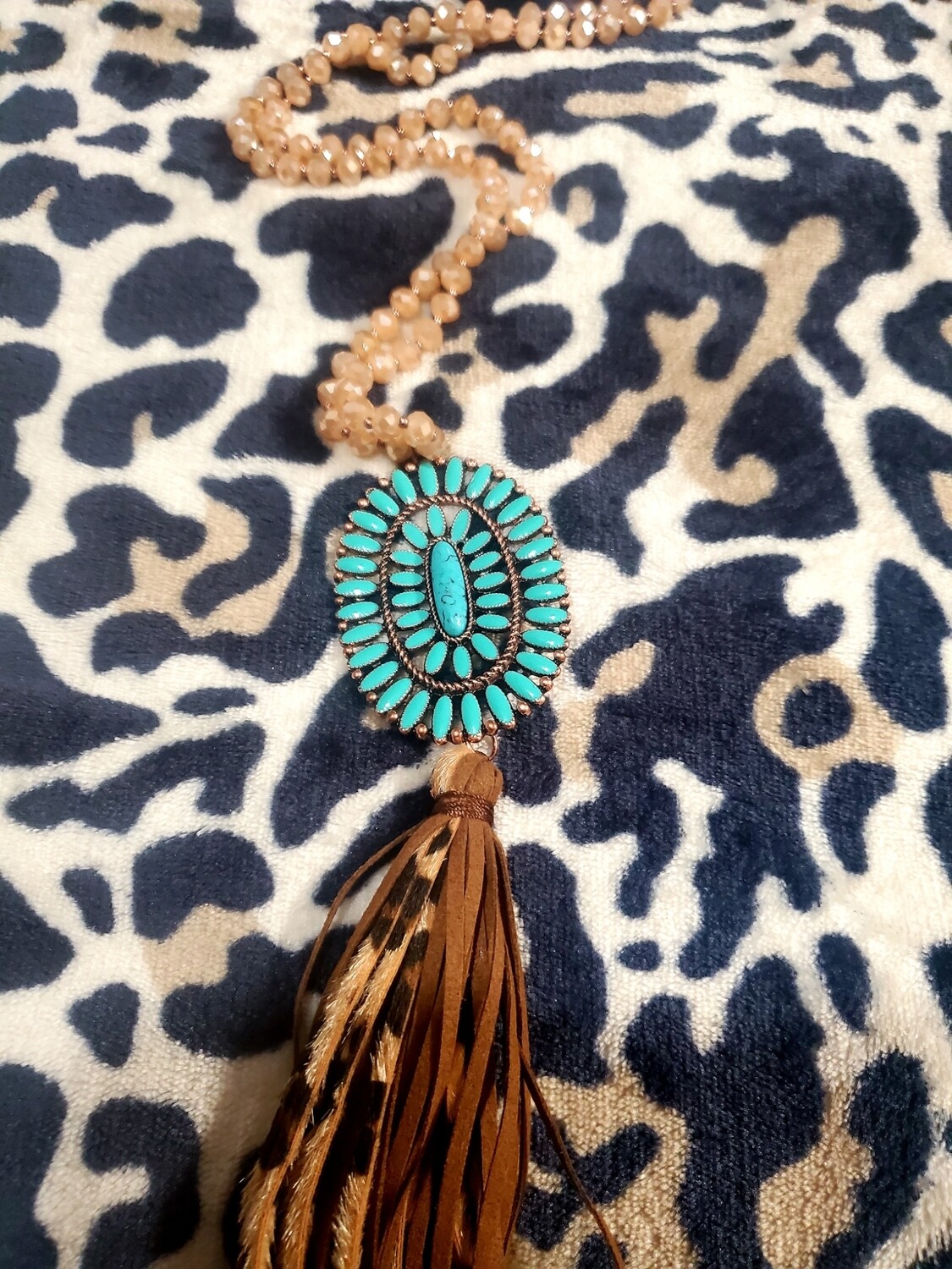 Turquoise Aztec Leopard Frill Necklace