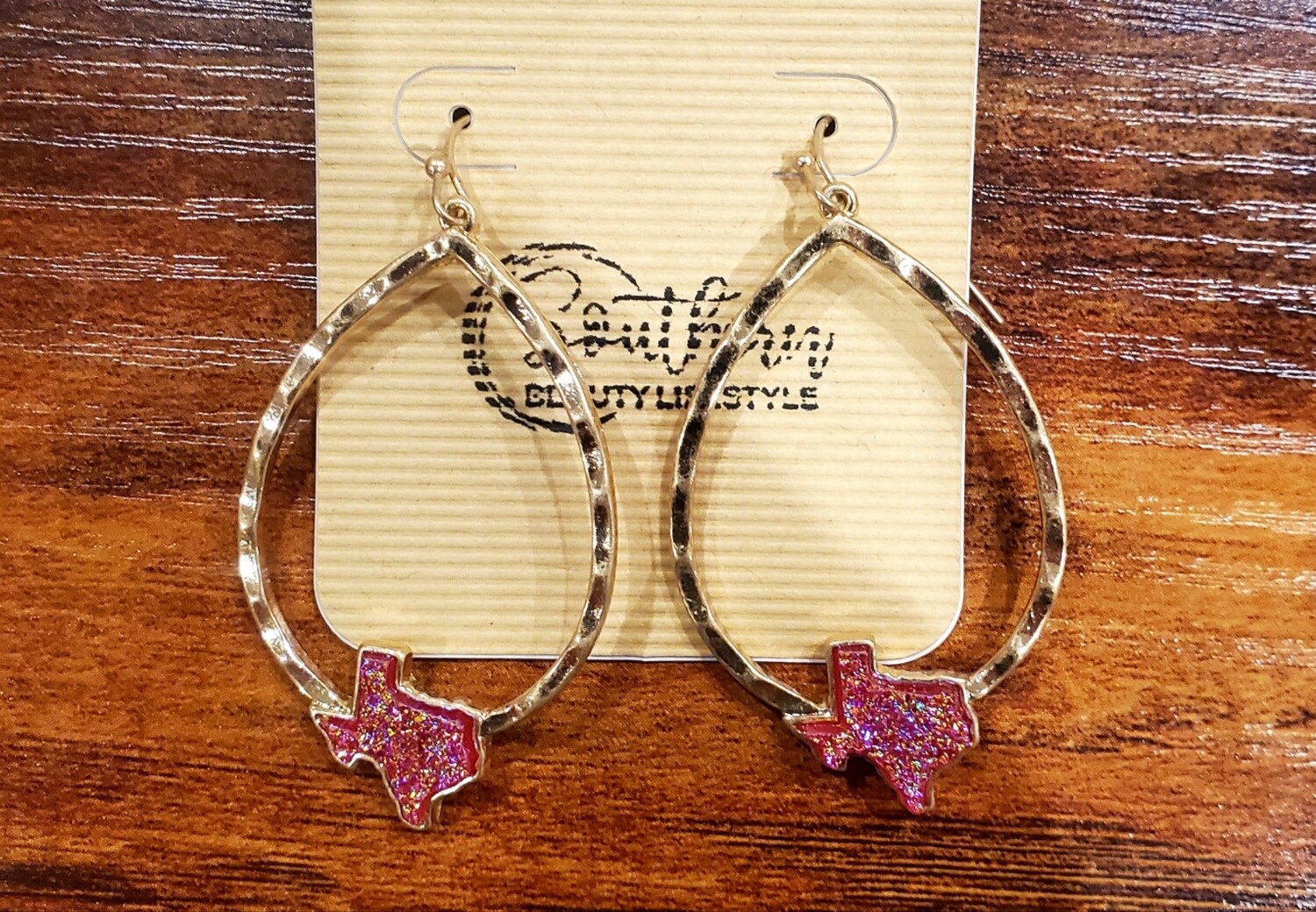 Gold Texas Hoops Pink