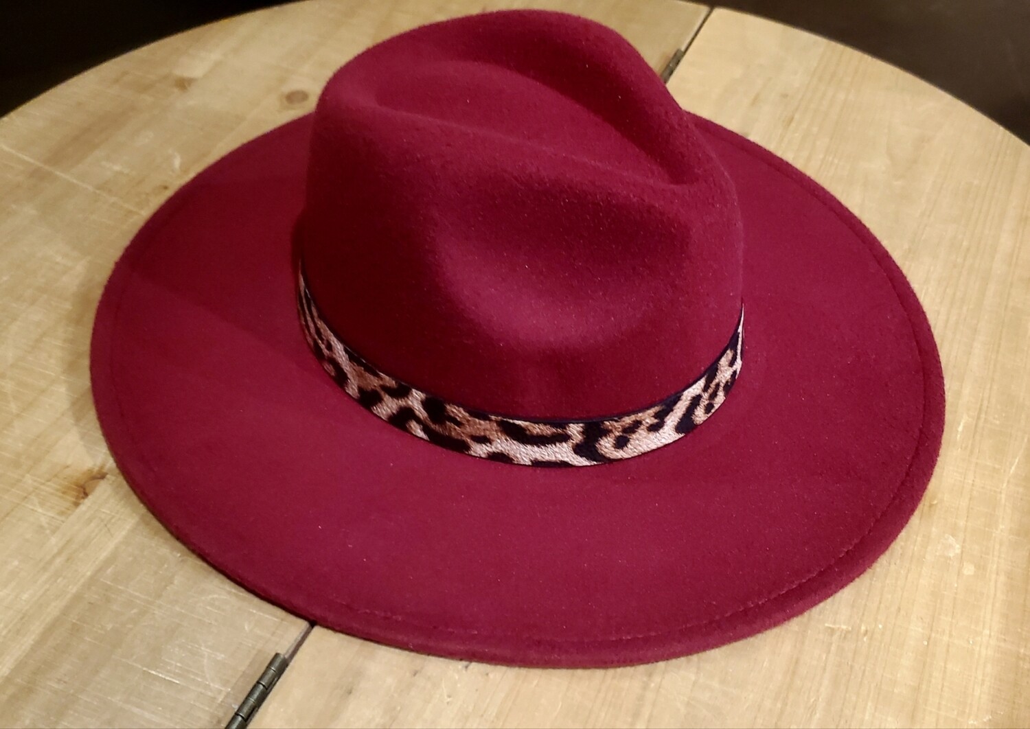 Big Bill Maroon Fedora Hat With Leopard Strap