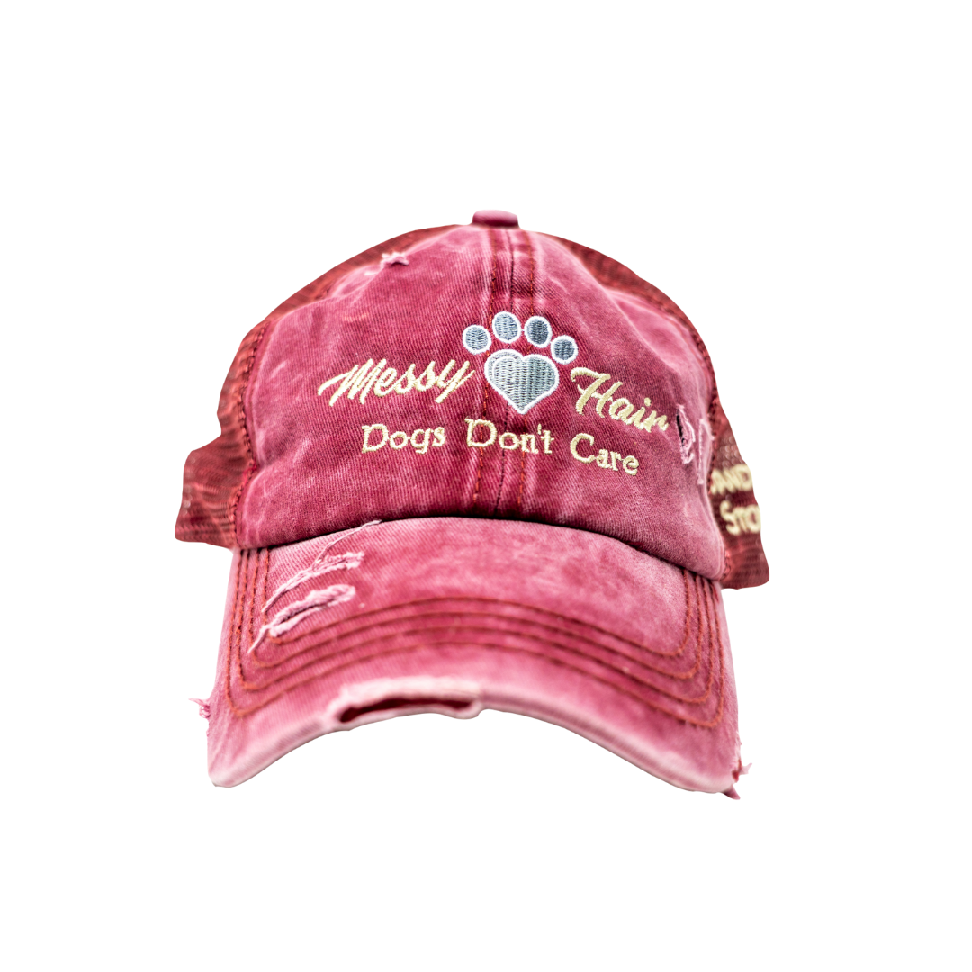 Messy Hair Dogs Don&#39;t Care Hat