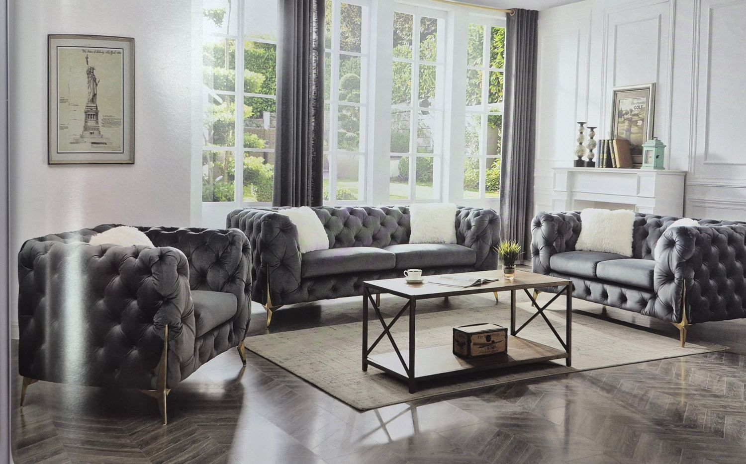 Moderno Sofa Set Beige/Grey/Black/Blue