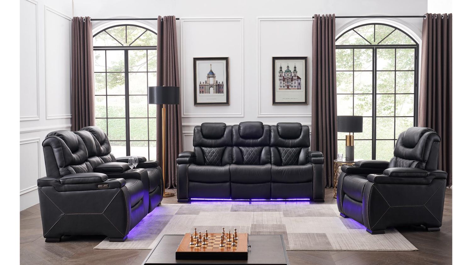 Lexus Sofa Set Power Recliner LED Lighting