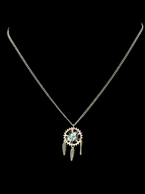 Turquoise On Gear Dream catcher Necklace