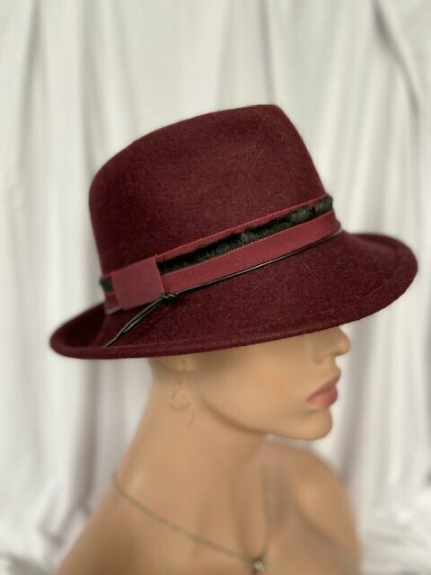 Damenhut Trilby Burgund