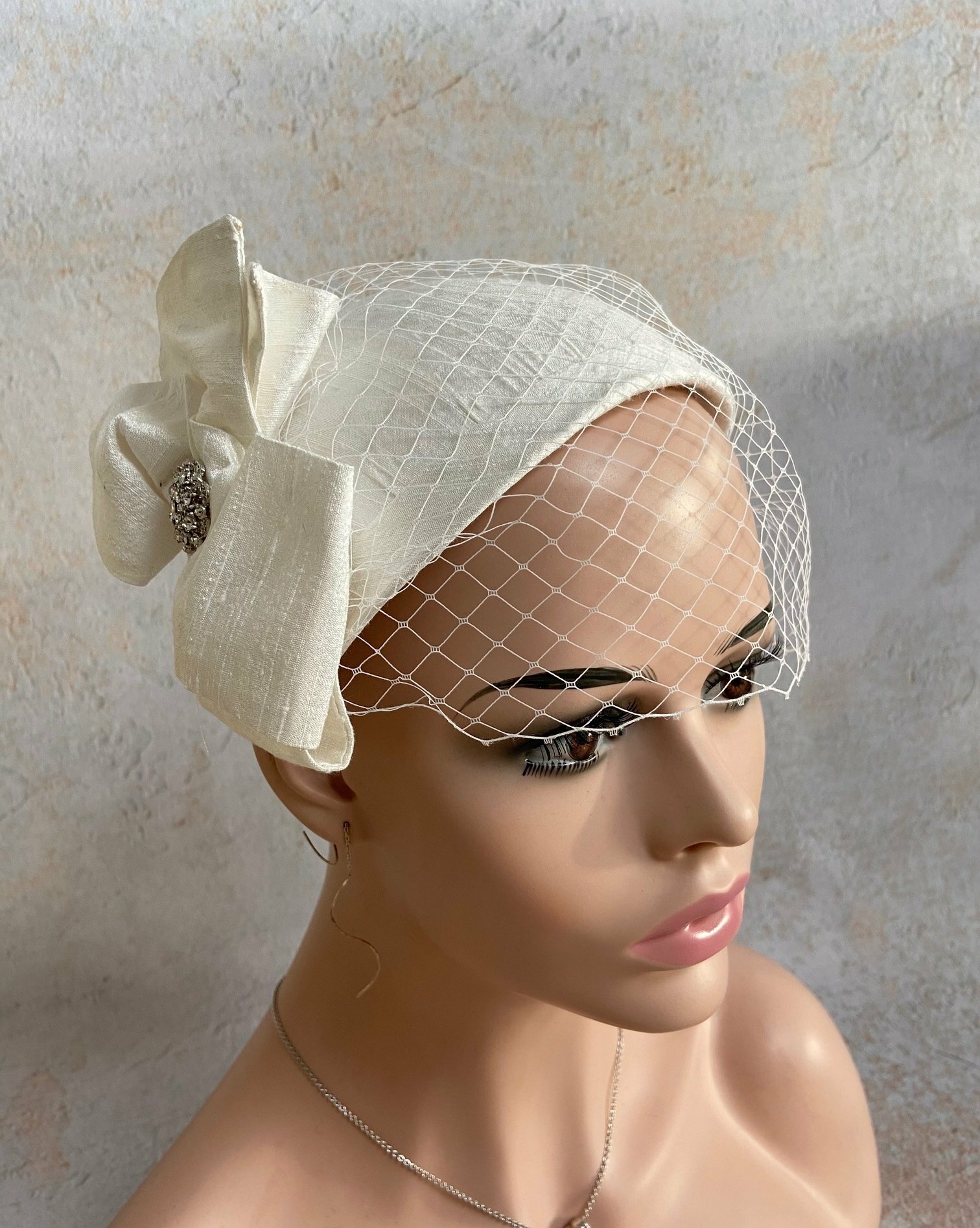 Brautschmuck, Brauthut, Halfhat, Vintagehut