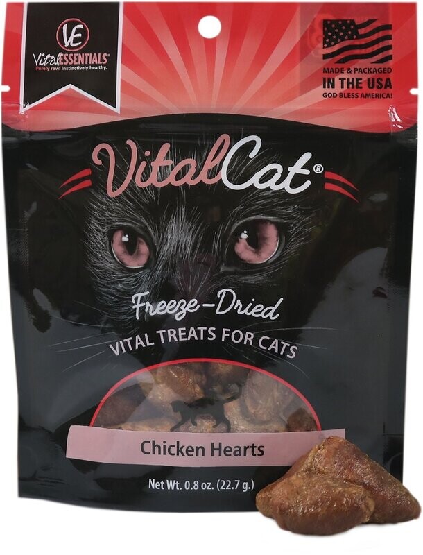 VITAL ESSENTIALS CAT FREEZE DRIED CHICKEN HEARTS .8OZ