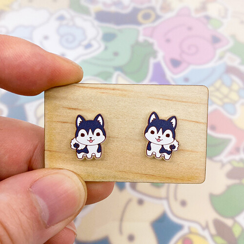 Husky - Black Stud Earrings