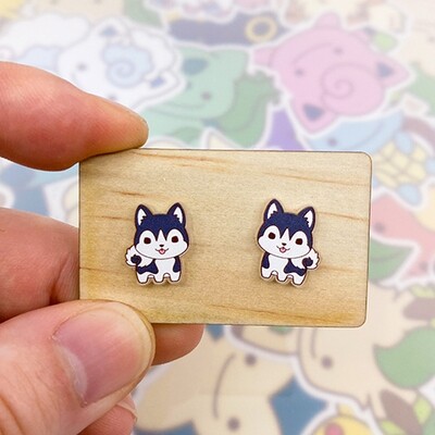 Husky - Black Stud Earrings