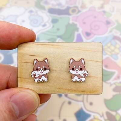 Husky - Brown Stud Earrings