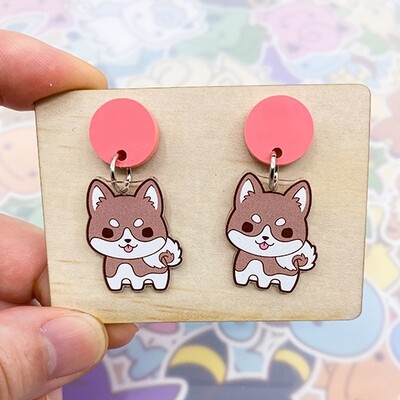 Husky - Brown Dangle Earrings