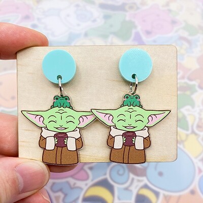 Baby Grogu - Frog Dangle Earrings