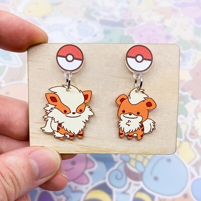 Growlithe &amp; Arcanine Dangle Earrings
