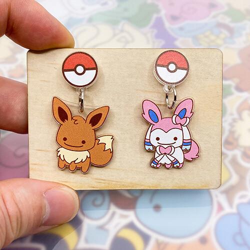 Eevee &amp; Sylveon Dangle Earrings
