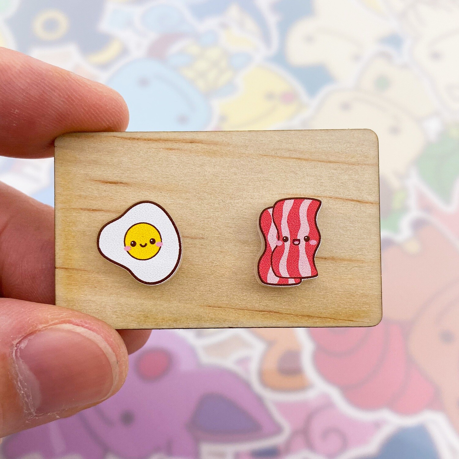 Egg and Bacon Stud Earrings