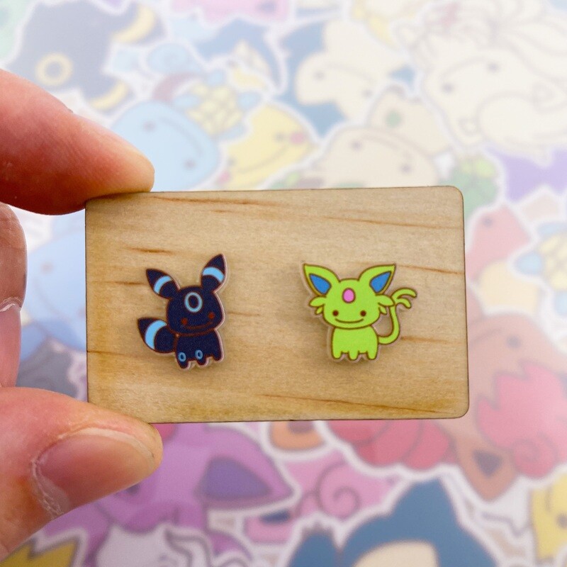 Shiny Espeon &amp; Umbreon Stud Earrings