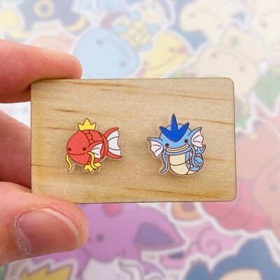 Magikarp and Gyarados Stud Earrings