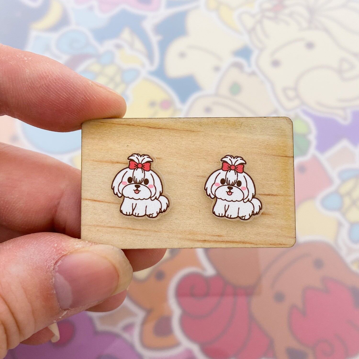 Maltese Stud Earrings