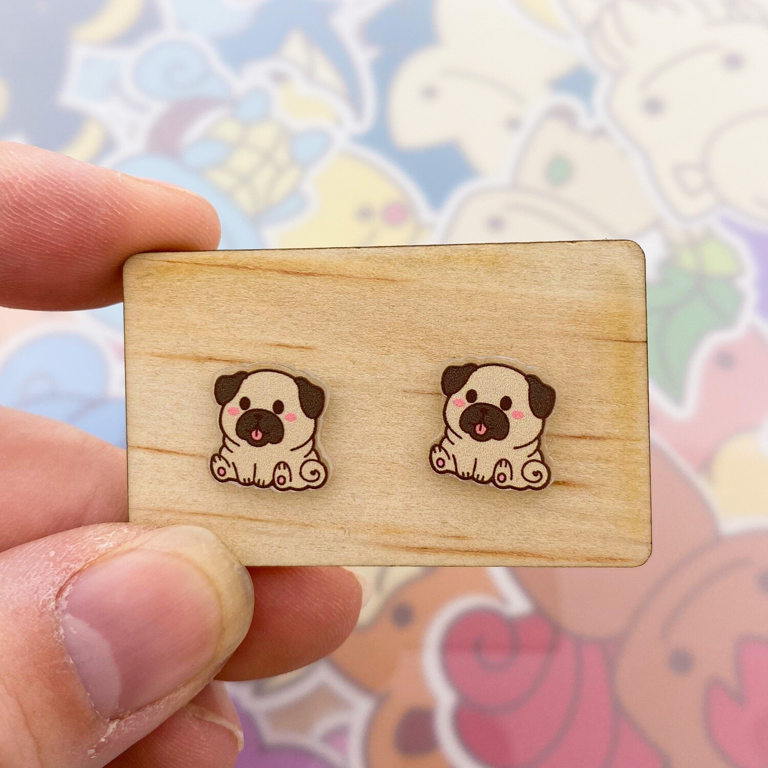 Pug 2 Stud Earrings