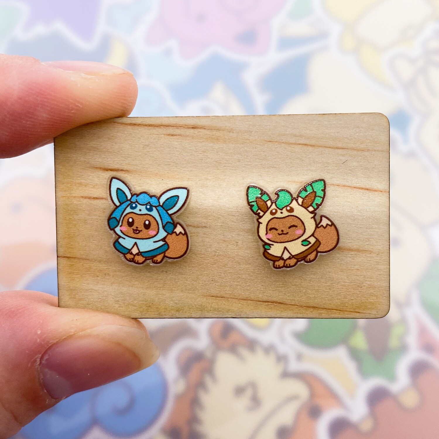 Leafeon &amp; Glaceon Hoodie Stud Earrings