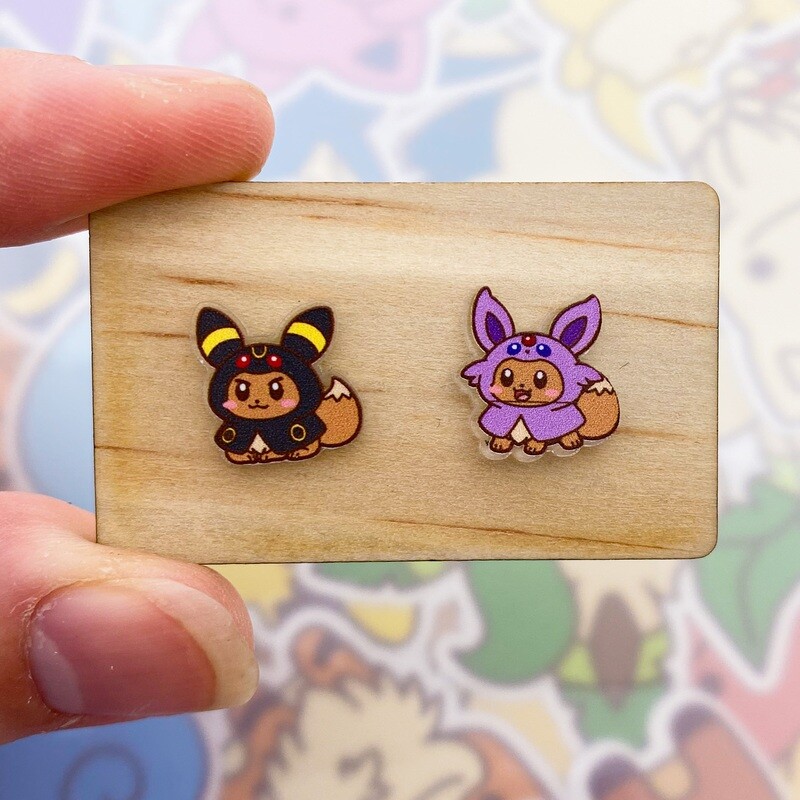 Espeon &amp; Umbreon Hoodie Stud Earrings