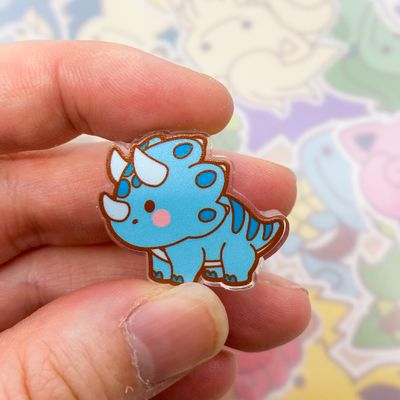 Triceratops Hoodie Acrylic Pin