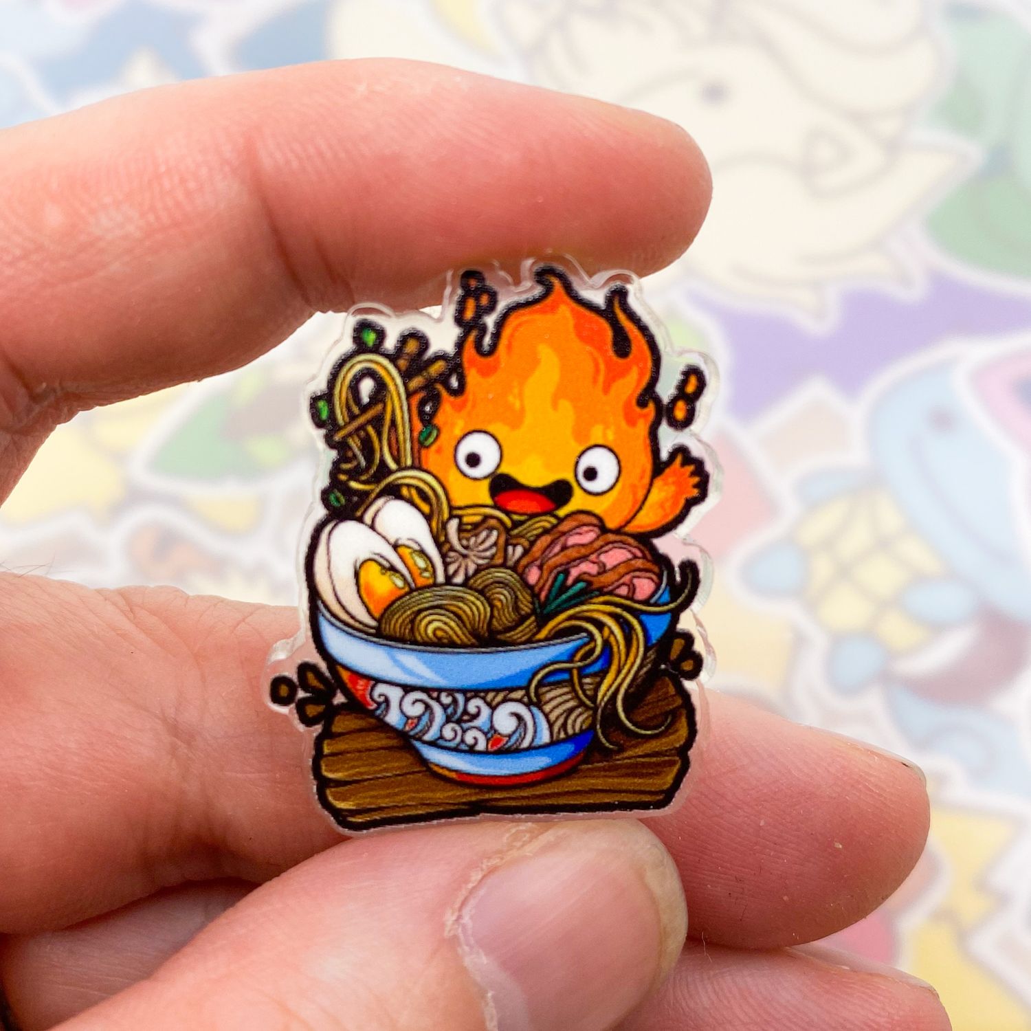 Calcifer Ramen Acrylic Pin