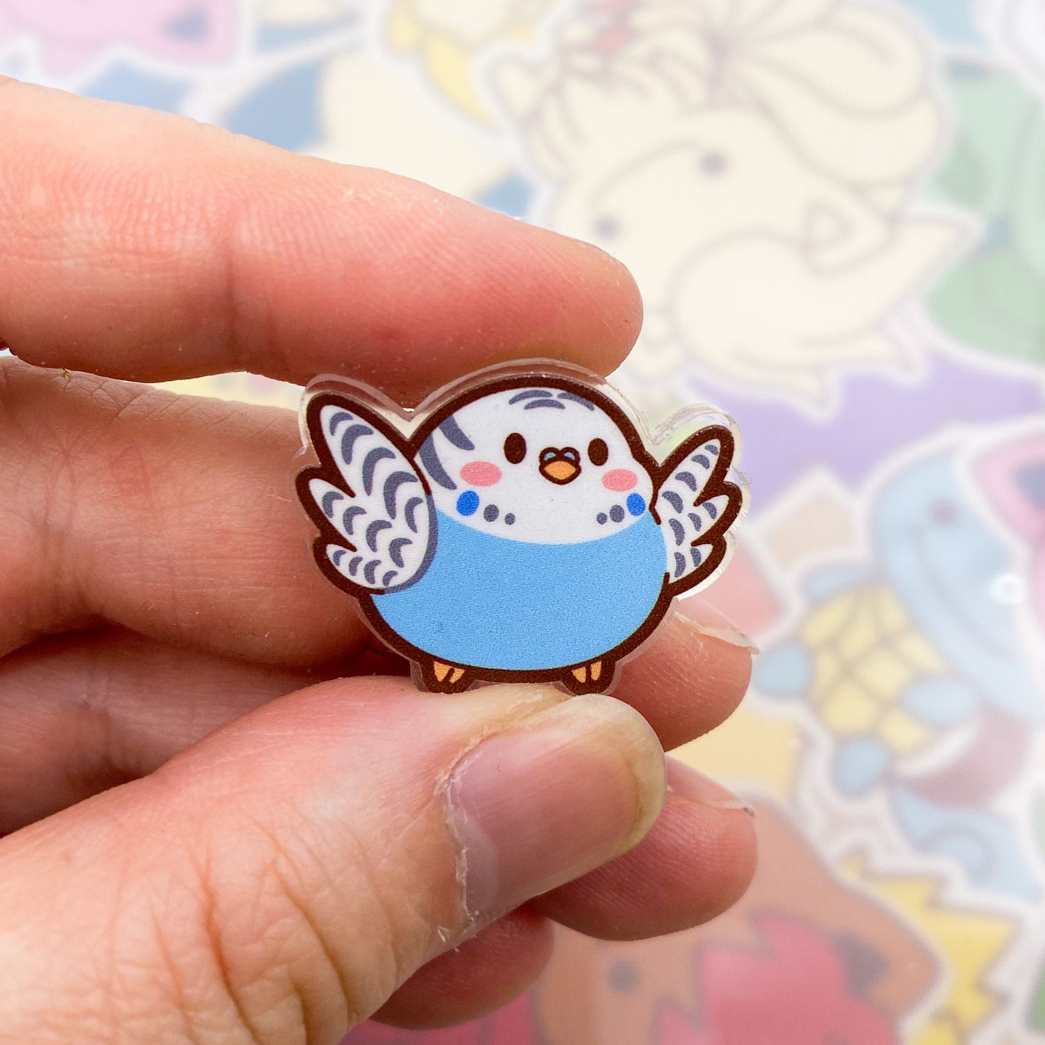 Budgie Blue Acrylic Pin