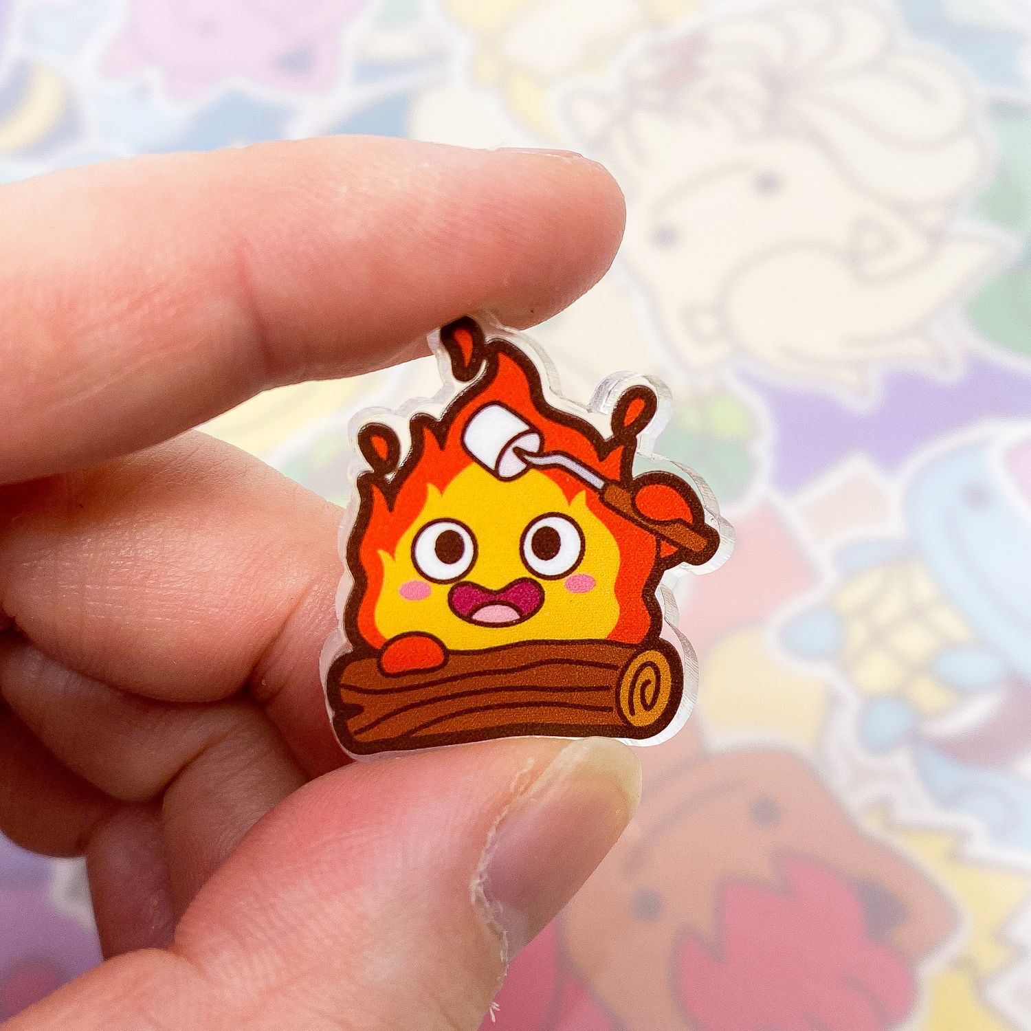 Calcifer Marshmellow Acrylic Pin