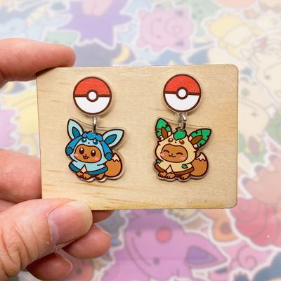 Glaceon Leafeon Hoodie Earrings