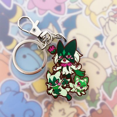 Sprigatito/Floragato/Meowscarada Keyring