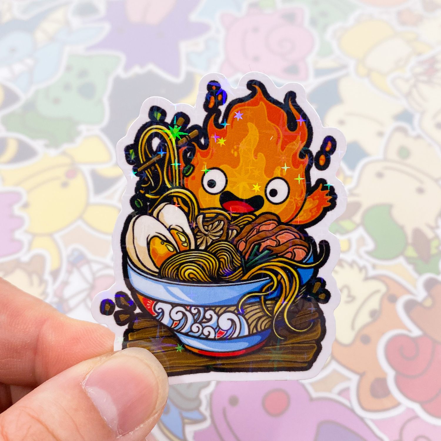 Calcifer Ramen Single Sticker