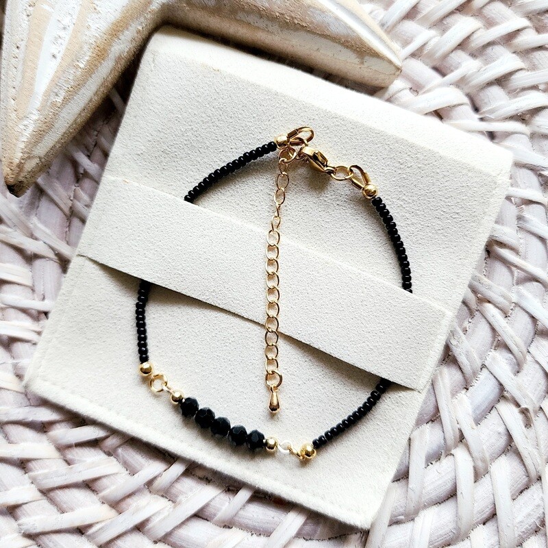 Midnight Black &#39;Gomoku&#39; Japanese Miuki Bead Bracelet