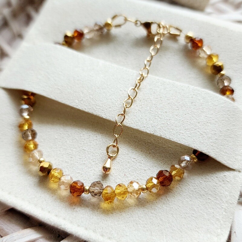 Golden Autumn Czech Glass Bead Bracelet