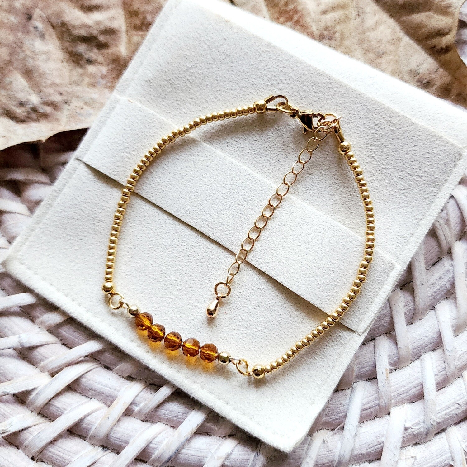 Amber Glass &#39;Gomoku&#39; Japanese Miyuki Bead Bracelet