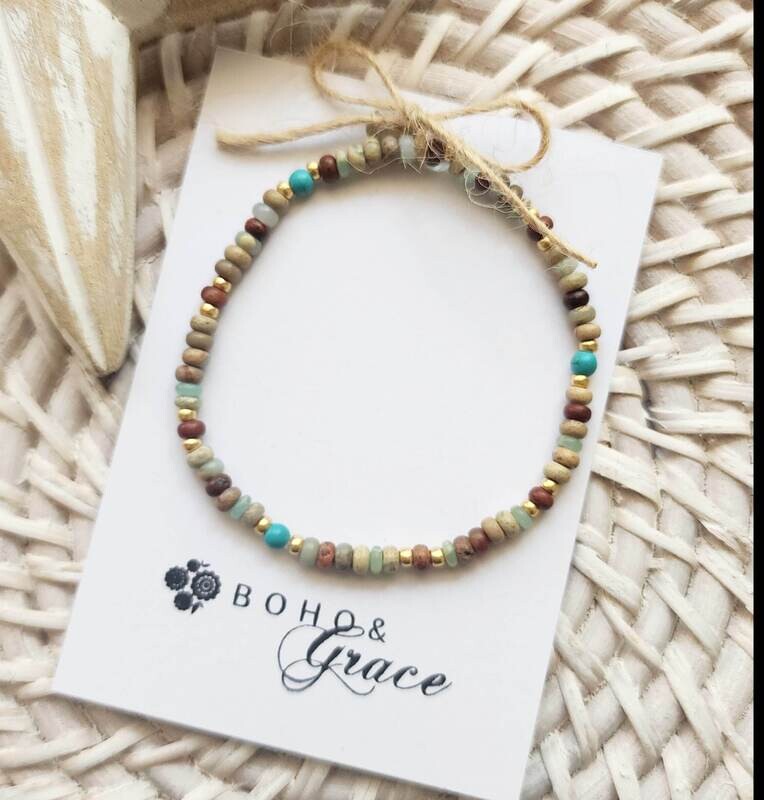 Touch of Turquoise Jasper &amp; Gold Bracelet