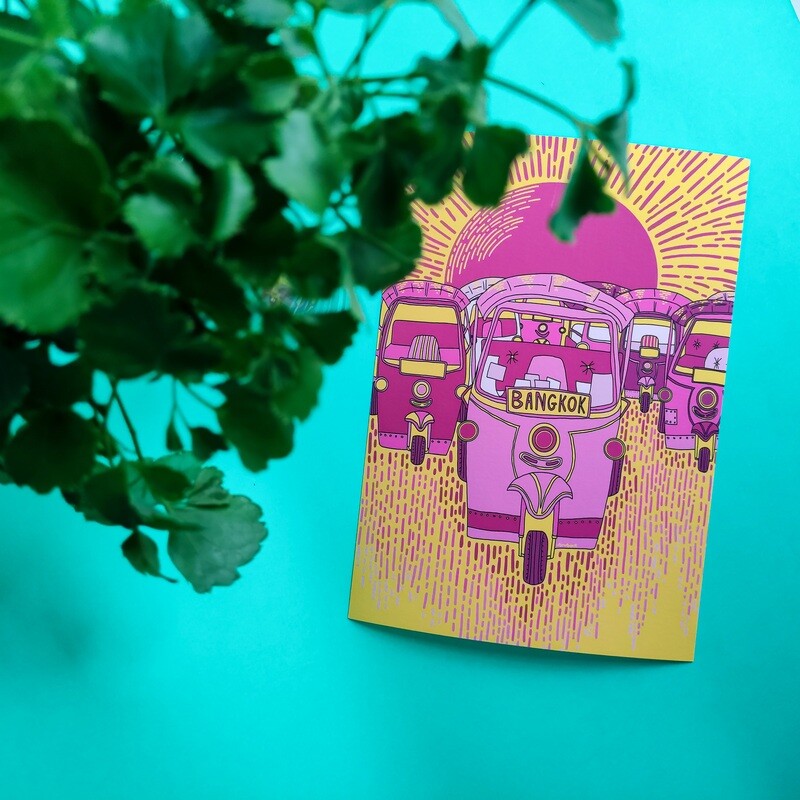 A5/A4/A3 Giclee print of Tuk tuk-ing in Pink Sunset.